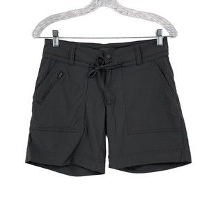 Prana Nora Shorts Cargo Green Drawstring Stretch Pockets 6.5" Insm Womens Size 2